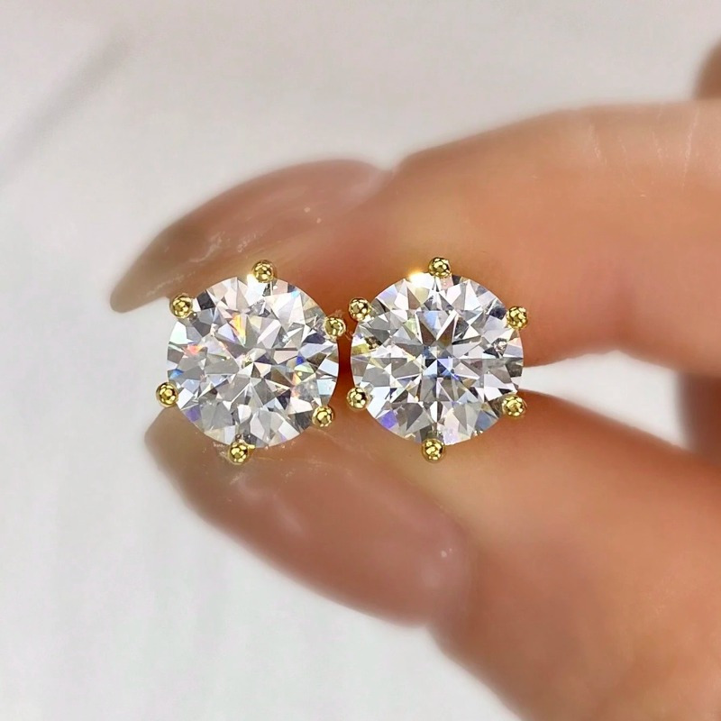Women's 925 Sterling Silver Moissanite Stud Earrings, Exceptional Gift